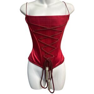 Rare Vintage Victorias Secret Red Satin Corset Medium Made In USA 80s Early 90s